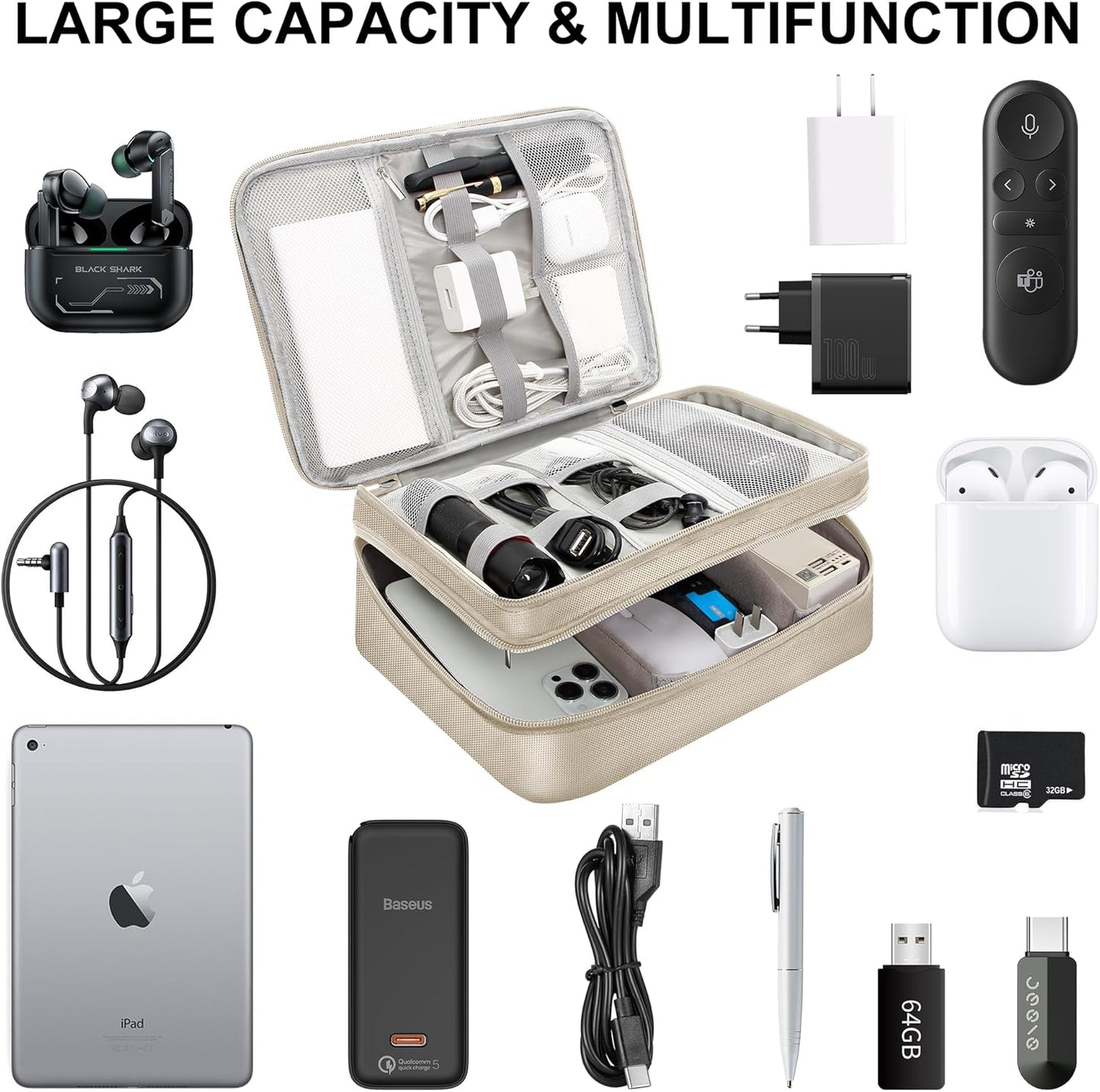 CILLA Electronics Organizer Travel, Travel Cord Organizer Case, Compact Electronics Accessories Bag for Cable, Cord, Charger, Phone