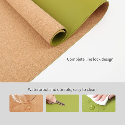 RENMTURE Dual-Sided Mouse Pad, Natural Cork & PU Leather Large Desk Pad for Office and Home Work, Desk Protector Non-Slip, Waterproof, Easy Clean (Olive Green, 32"x16")