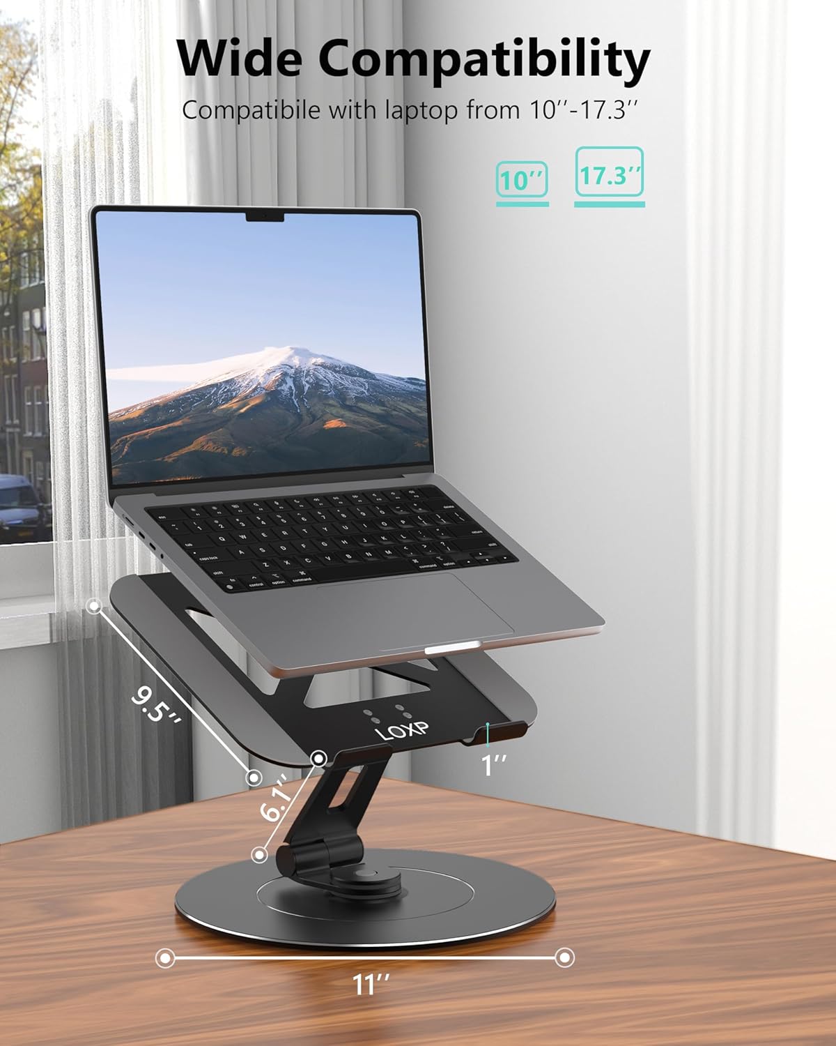 LOXP Adjustable Laptop Stand for Desk, Metal Foldable Laptop Riser Holder, Portable Ventilated Cooling Desk Book Shelf, Ergonomic Computer Notebook Stand Compatible with 10-15.6" Laptops