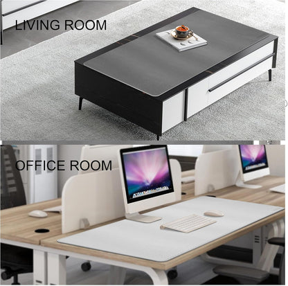 Chihein 2XL 35" x 16" Cork & PU Leather Desk Mat, Dual Sided Desk Pad Protector, Waterproof Writing Blotter for Gaming, Office, Home (Black)