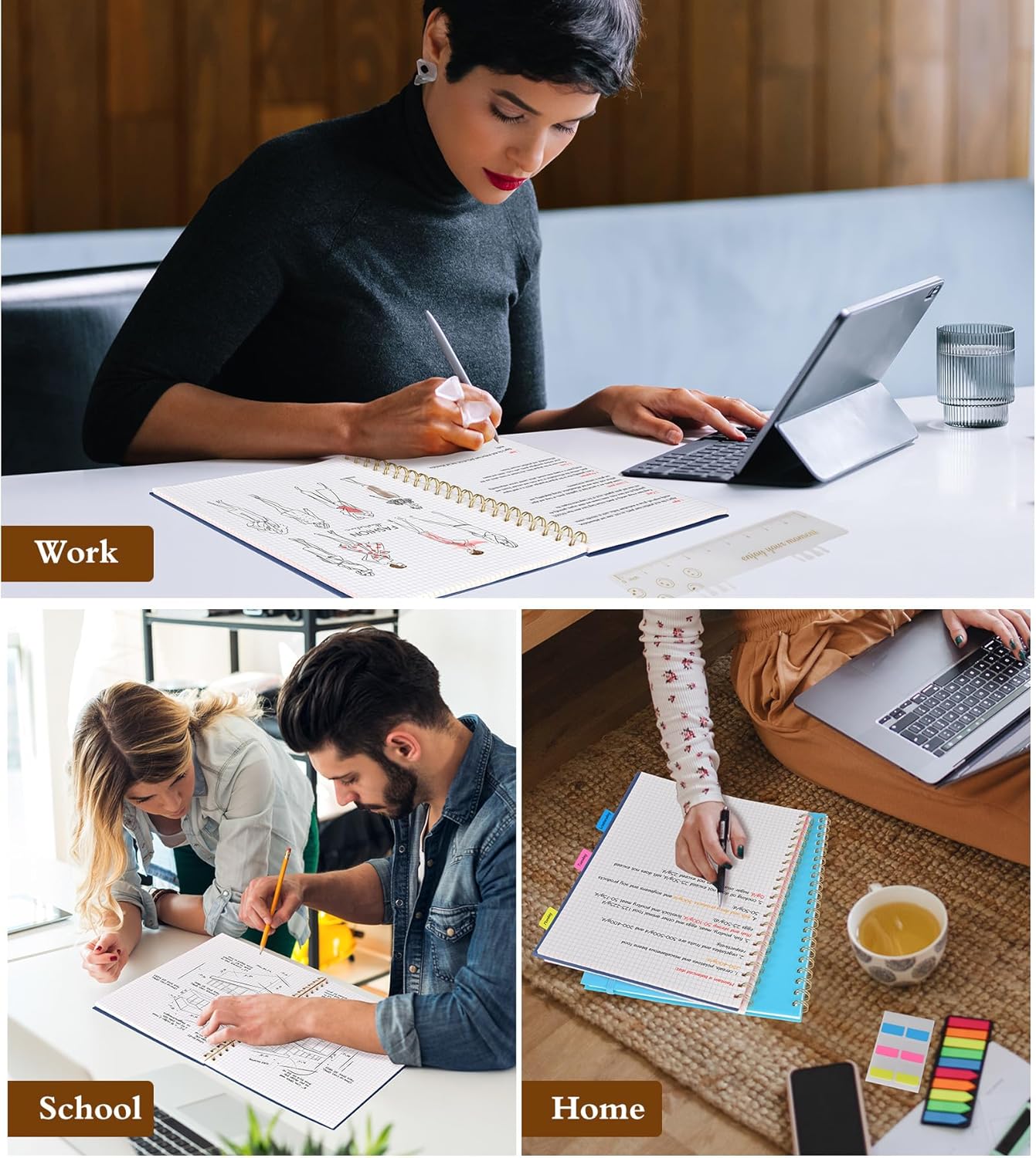 Dotted Notebook, Spiral Notebook Journal 8.5” x 11”, A4 Large Dot Grid Notebooks for Women Men, 100 GSM Dotted Paper, Plastic Hardcover Spiral Bullet Journals for Work School Sketching, Green