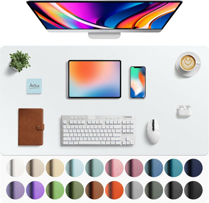 Aothia Non-Slip Waterproof PU Leather Desk Pad Protector for Mouse, Writing Desk, Office, Home, Laptop Blotter, 23.6" x 13.7", Black - Colors A