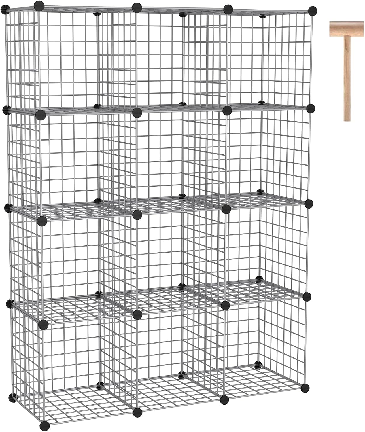 C&AHOME Wire Cube Storage, 12-Cube Storage Organizer Metal, C Grids Storage Bins Shelving, Modular Bookshelf Shelf, Closet Cabinet Ideal for Bedroom, Office 36.6”L x 12.4”W 48.4”H Black