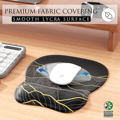 MROCO Ergonomic Mouse Pad with Gel Wrist Rest, Smooth Wrist Support Surface, Non-Slip PU Base for Pain Relief, Comfortable Mousepad for Computer, Laptop, Office & Home, 9.4 x 8.1 in, Black
