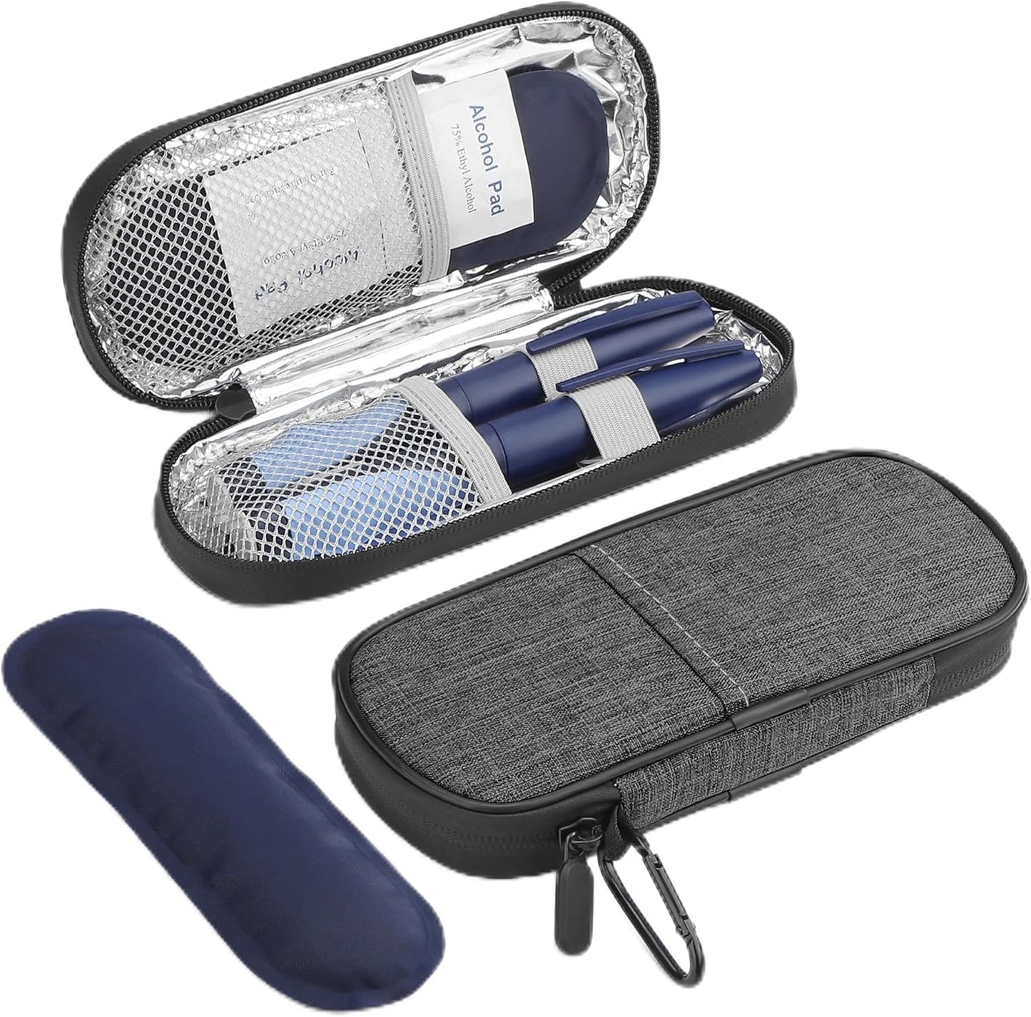Gelozid Insulin Pen Cooler Travel Case Diabetic Medication Insulated Cool Organizer with 2 Reusable Ice Packs for Insulin Pen and Other Diabetic Supplies, for the Daily Life and Trip(Black)