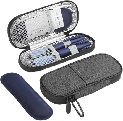 Gelozid Insulin Pen Cooler Travel Case Diabetic Medication Insulated Cool Organizer with 2 Reusable Ice Packs for Insulin Pen and Other Diabetic Supplies, for the Daily Life and Trip(Black)