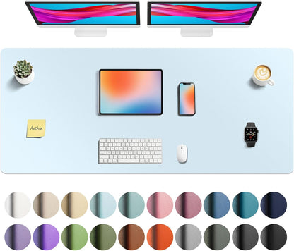 Aothia Leather Desk Pad Protector, Mouse Pad, Office Desk Mat, Non-Slip PU Leather Desk Blotter, Laptop Desk Pad, Waterproof Desk Writing Pad for Office and Home (Black,36" x 17") - Colors B