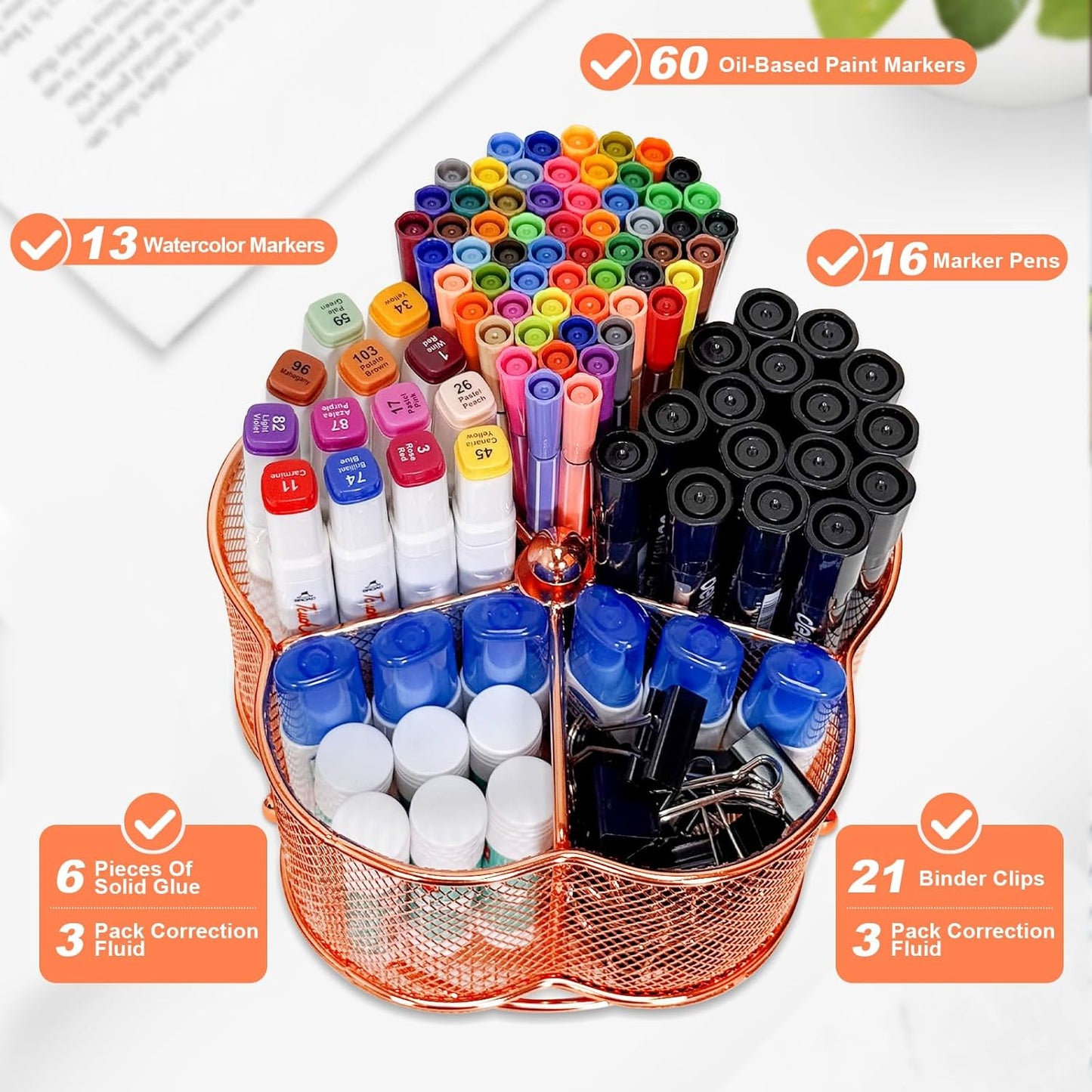 360 Degree Rotate Pen Holder for Desk Mesh Desk Pen Organizer Pencil Holder Large Capacity Accessories & Workspace Organizers for School,Home (Black, No hook)