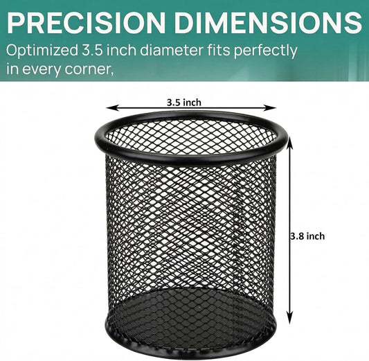 Nicunom 12 Pack Metal Pen Holder Wire Mesh Pen Cup Pencil Holder Pencil Cup for Desk Office Pen Organizer, Black