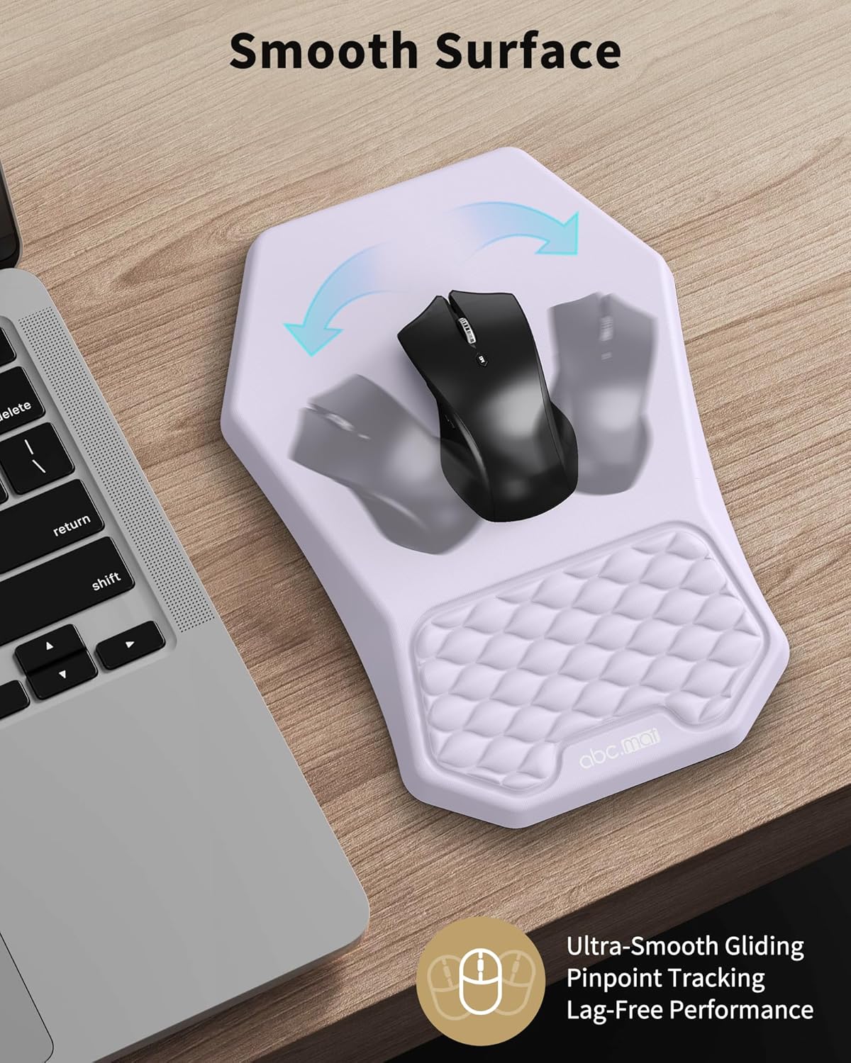 Ergonomic Mouse Pad and Keyboard Wrist Rest Support Set, Massage Design Mousepad for Carpal Tunnel Pain Relief, Memory Foam, Non-Slip PU Base for Computer Desk, Black