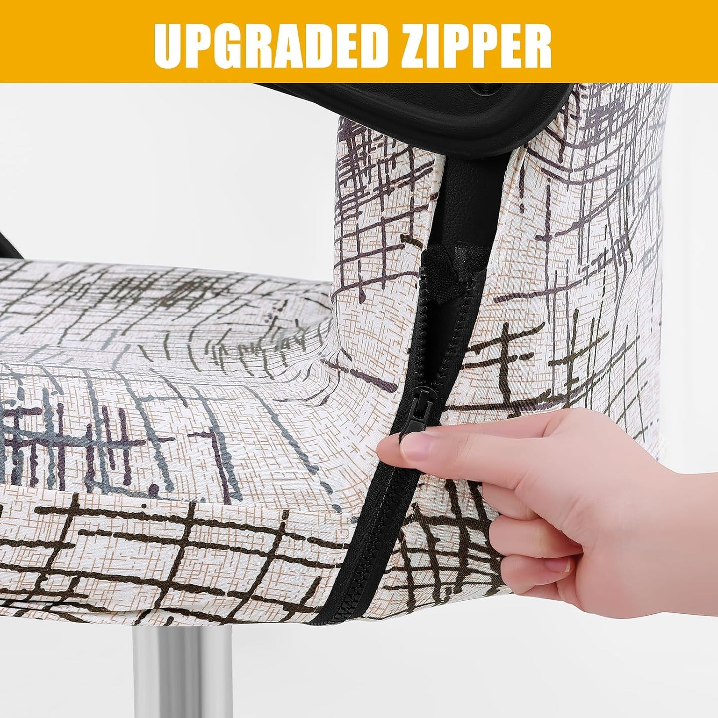 Smiry Stretch Printed Office Chair Armrest Covers, 2 Pcs Soft Fit Removable Washable Computer Desk Chair Arm Covers Protector, Black