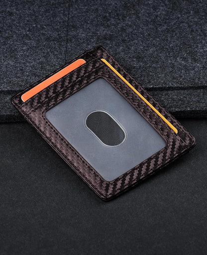 Buffway Slim Minimalist Front Pocket RFID Blocking Leather Wallets for Men and Women - Carbon Fiber Black - Colors A