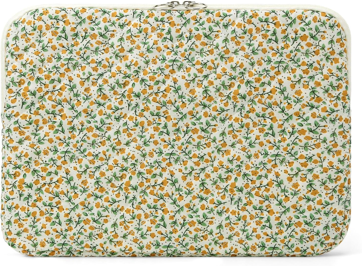 Puffy Laptop Sleeve 13 Inch Cute Quilted Laptop Protective Case Padded Floral Computer Sleeve for MacBook (A-Blue, 13 Inch)