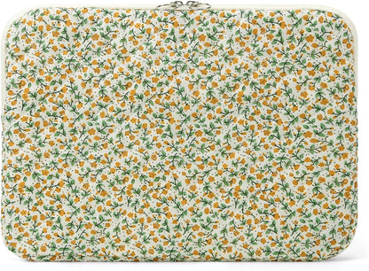 Puffy Laptop Sleeve 13 Inch Cute Quilted Laptop Protective Case Padded Floral Computer Sleeve for MacBook (A-Blue, 13 Inch)