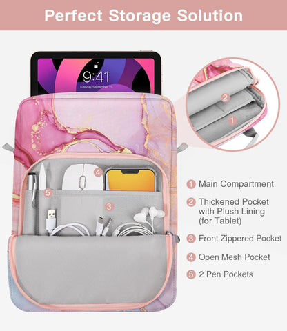 MoKo 13 Inch Tablet Sleeve Bag, Fits with 13 Inch New iPad Pro M5 & Air M4/M3, iPad Pro 12.9 M2&M1,Surface Laptop Go 12.4,Galaxy Tab S8+/S9+ 12.4,Handle Carrying Case with Shoulder Strap,Black &Gray