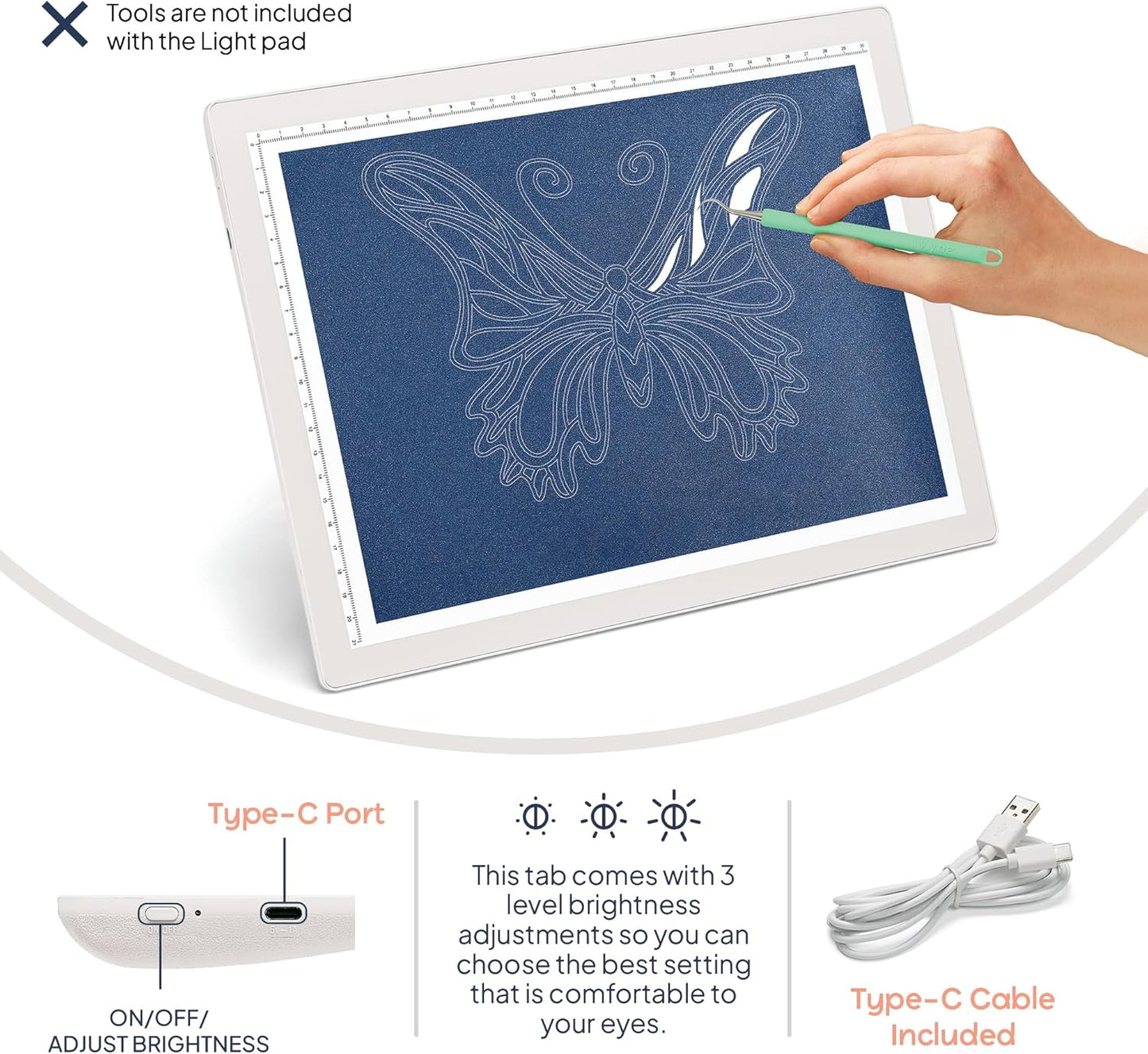iVyne Rechargeable A4 Light Pad for Tracing & Weeding - LED Light Board for Weeding Vinyl - for Cricut Vinyl Weeding Tools - Ultra-Thin & Portable - Perfect for Artists & Crafters - Pink