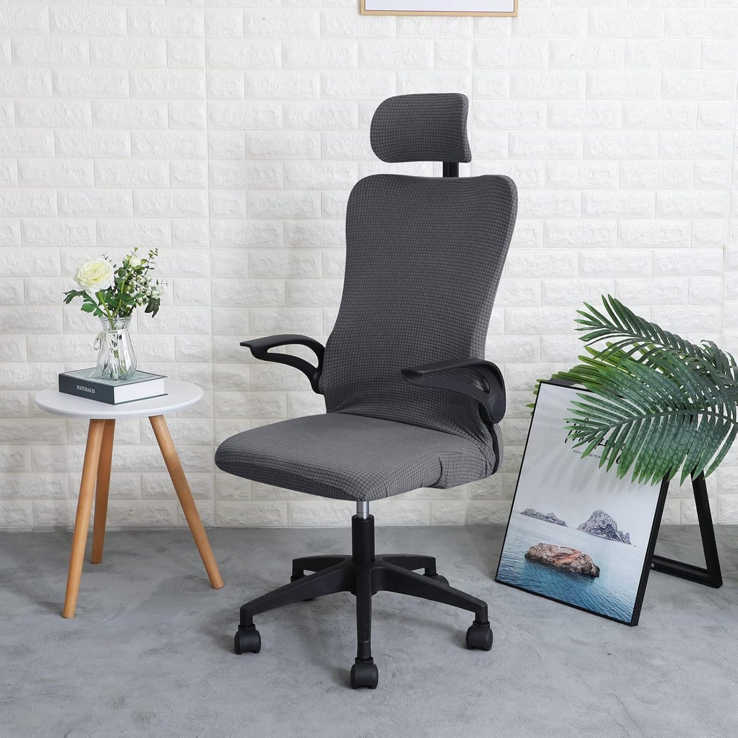 FORCHEER Office Chair Armrest Covers 12-15 Inch Velvet Elastic Black Arm Rest Covers for Desk Computer Chairs Washable