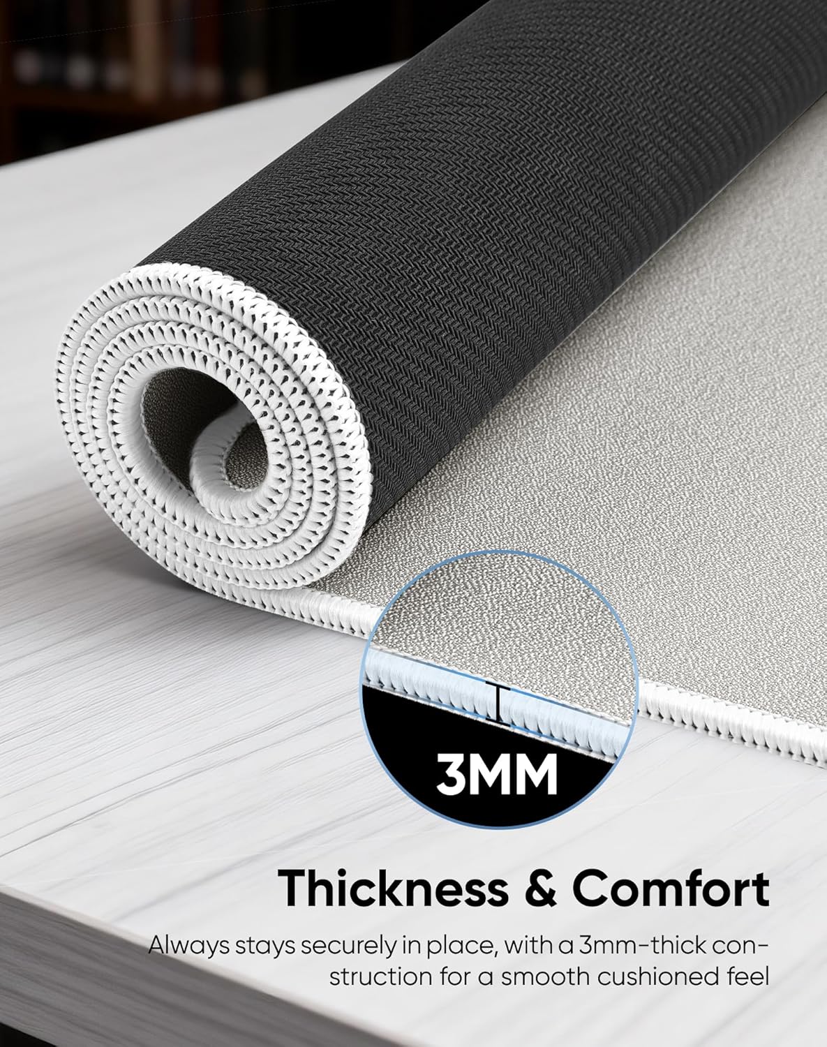Reniteco Waterproof Large Gaming Mouse Pad with Durable Stitched Edges, Non-Slip Rubber Base, Grainy Jacquard Mouse Mat Desk Pad for Home Office Gaming, 31.5''x11.8''x0.12'', Matte Beige