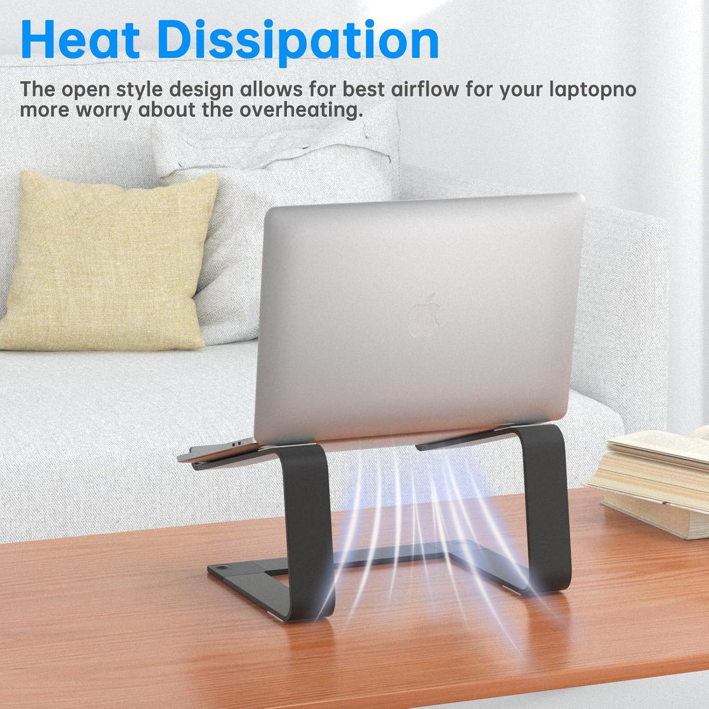 Laptop Stand for Desk Portable Computer Riser Metal Notebook Holder Printer Stand Office Desk Accessories Compatible with MacBook Air, Pro, Dell, HP, Lenovo and All 10-16" Laptops, Black