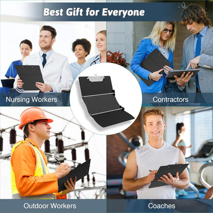 Clipboard Foldable Without Edition Cheat Sheets Aluminum 3 Layers Foldable Clipboards Pocket Size Profile Clip Clipboards Notepad for Students, Nurses,Contractor Trucker Driver
