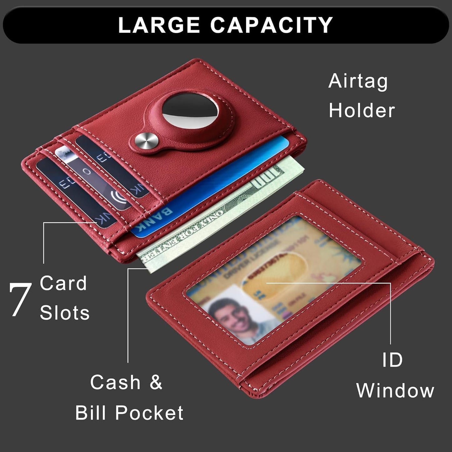 Slim Minimalist Front Pocket Air Tag Wallet, RFID Blocking Card Holder Wallet with Airtag Holder