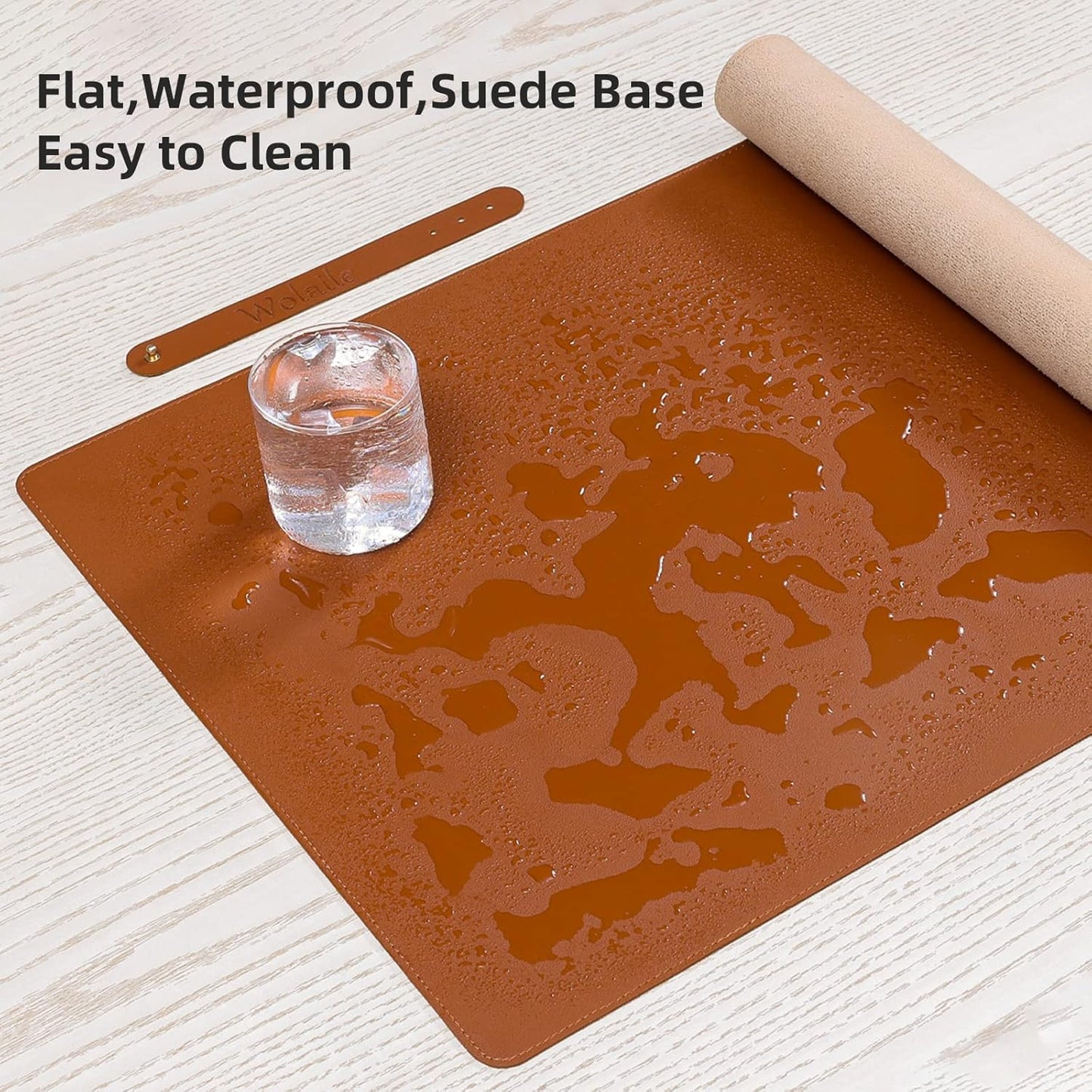Leather Desk Pad,Wolaile 36x17 inch Large Mouse Pad,Waterproof Non-Slip Writing Desk Blotter,Computer Mat Desktop Protector for Office Home,Black