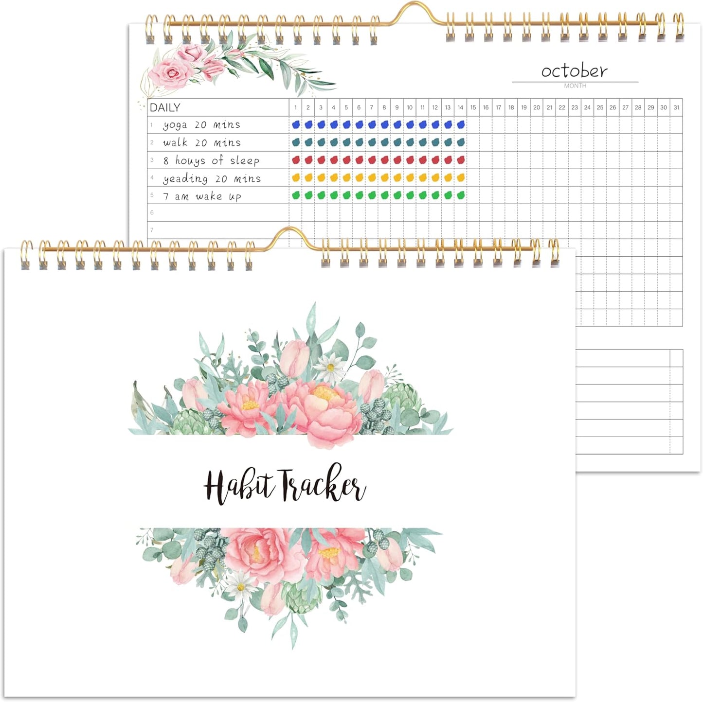 Habit Tracker Calendar- 12 Months Undated Daily, Weekly & Monthly Habit Tracker Journal, Writable Habits Track Calendar for Goal Setting, Boost Productivity, Workout Motivation & Self Care Tool
