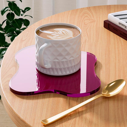 Acrylic Coaster Decorative Plates, Irregular Bar Drink Coaster, Clear Cloud Shape Coffee Cup Coaster, Perfect for Tabletop Protection and Accessories Display.(Gold)
