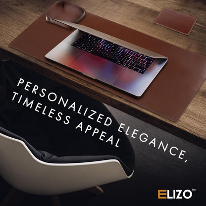 ELIZO Leather Desk Pad Real Leather Desk Mat Thick (3mm) Double Layer (31x15.6) Cover Blotter Desk Protector Large Computer Mat for Keyboard Mouse Pad Table Laptop Mat Office Accessories - Antique