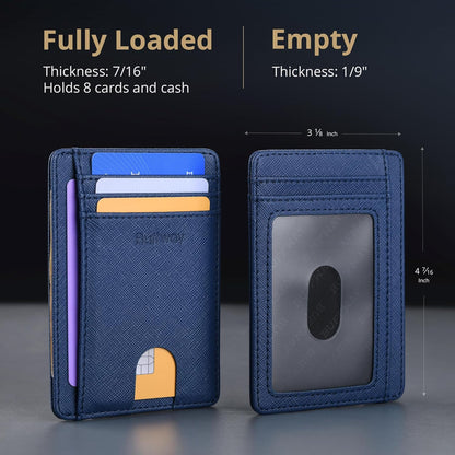 Buffway Slim Minimalist Front Pocket RFID Blocking Leather Wallets for Men and Women - Carbon Fiber Black - Colors B