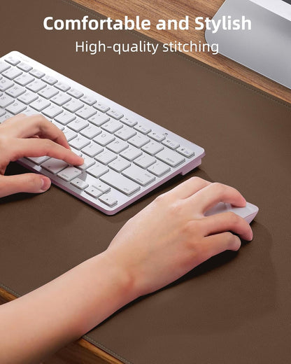 AFIING Desk Pad Protector 23.6" x 13.7" - Non-Slip Waterproof PU Leather Desk Mat for Mouse, Keyboard, Laptop, Office and Home Workspace (Beige)