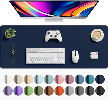 Aothia Non-Slip Waterproof PU Leather Desk Pad Protector for Mouse, Writing Desk, Office, Home, Laptop Blotter, 23.6" x 13.7", Black - Colors A