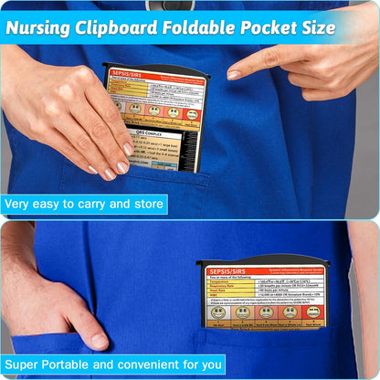 Clipboard Foldable Without Edition Cheat Sheets Aluminum 3 Layers Foldable Clipboards Pocket Size Profile Clip Clipboards Notepad for Students, Nurses,Contractor Trucker Driver