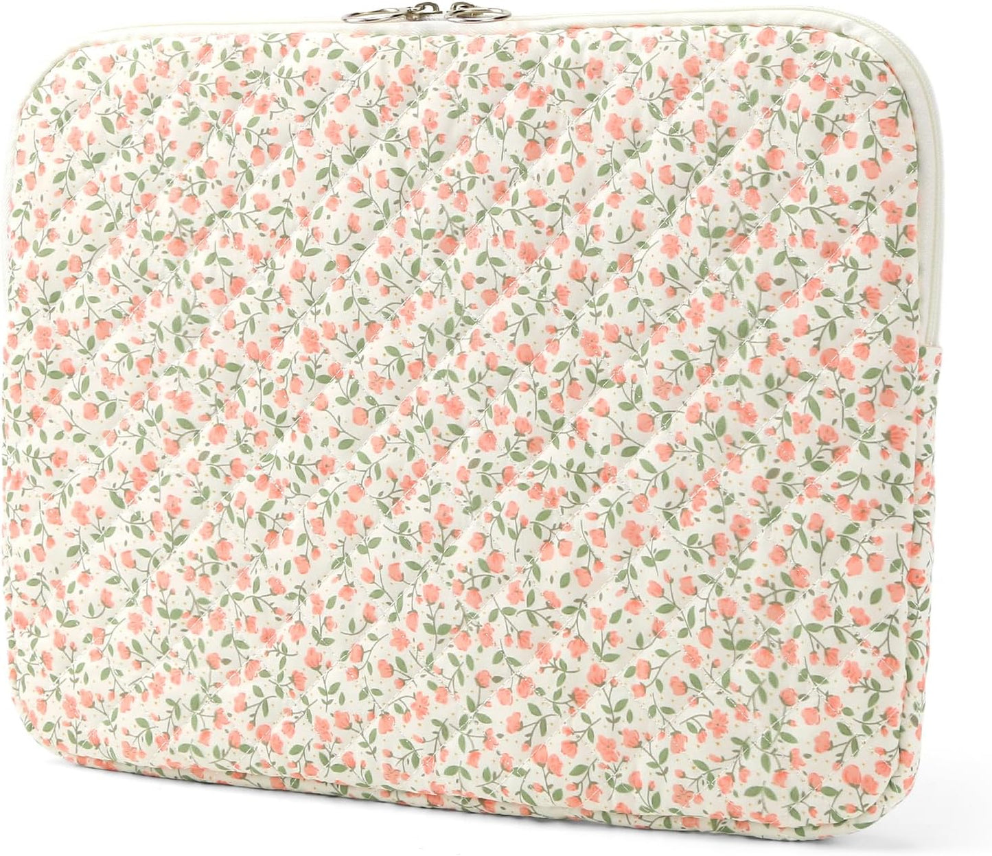 Puffy Laptop Sleeve 13 Inch Cute Quilted Laptop Protective Case Padded Floral Computer Sleeve for MacBook (A-Blue, 13 Inch)