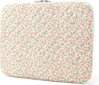 Puffy Laptop Sleeve 13 Inch Cute Quilted Laptop Protective Case Padded Floral Computer Sleeve for MacBook (A-Blue, 13 Inch)