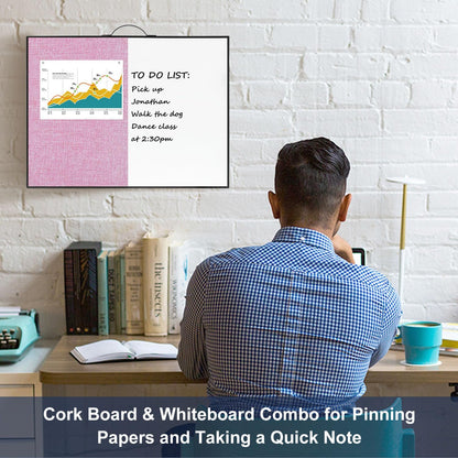 TSJ OFFICE Small Whiteboard Cork-Board - 16" X 12" Portable Aluminum Black Framed Magnetic Dry Erase Board, Small Bulletin Cork Board with Holder for Office, Home and School