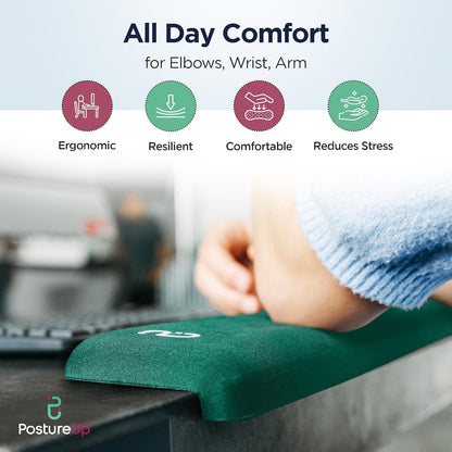 EdgeRest PostureUp L-Shaped Desk Long Wrist Rest Elbow, Forearm & Wrist Comfort Support for Table or Desk Edge, Non-Slip, Memory Foam Padding, Ergonomic Design for Work, Universal Fit, Black