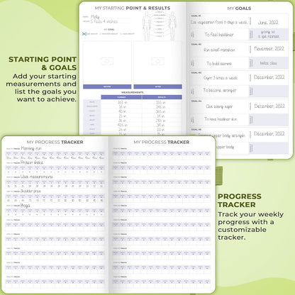 Clever Fox Fitness & Food Journal – Nutrition & Workout Planner for Women & Men – Diet & Gym Exercise Log Book with Calendars, Diet & Training Trackers - Undated, A5 Size, Hardcover (Forest Green)