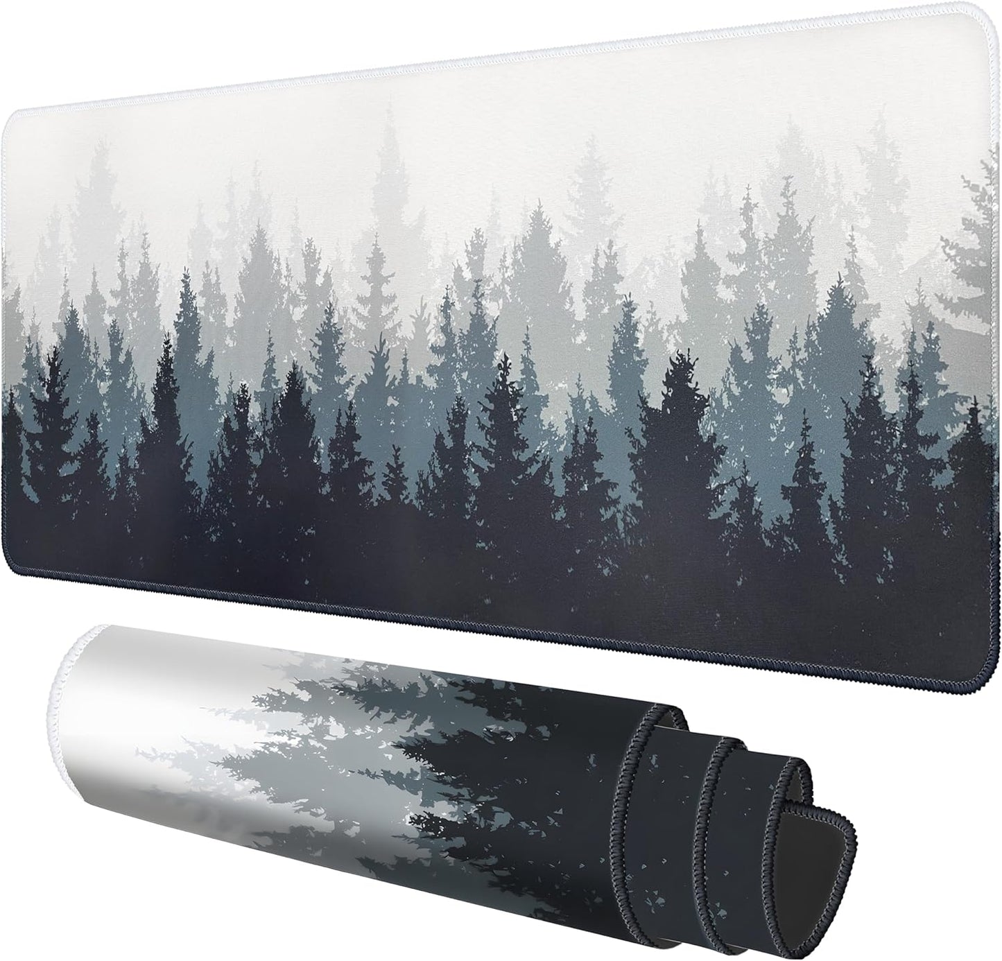 Galdas Mouse Pad For Gaming,Forest Background Pattern XXL XL Large Mouse Mat Long Extended MousePad Desk Mat Non-Slip Rubber Mice Pads Stitched Edges Thin (31.5 x 11.8 x 0.12 Inches) Tree