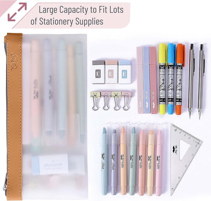 Mr. Pen- Clear Pencil Pouch, 8.50"x4.25", 3 Pack, Durable TPU Material, Medium Water-Resistant Pencil Bags with Smooth Zipper, Multipurpose Clear Pouch for Stationery, School, Office, Travel Supplies