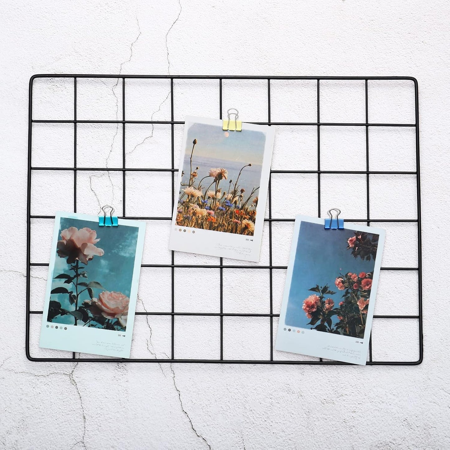 PATIKIL 24"x12" Wire Grid Panel, 2 Pack Wall Grid Decorative Panels Board Photo Pictures Display Decor Hanging Organizer for Home Office, Black