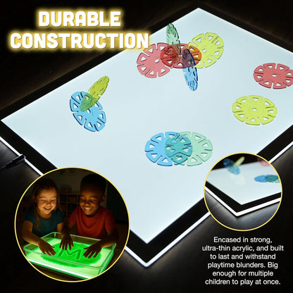 Constructive Playthings Ultra Bright LED Light Panel, Interactive LED Light for Art Supplies, Sensory Classroom Tools, Set of 1, Gray