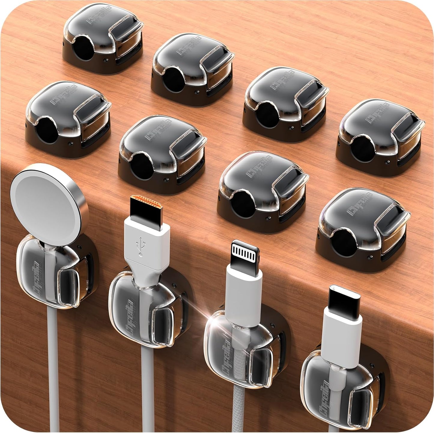 Cord Organizer, 8 Pack Cable Clips [1s Lock & Strongest Adhesive] Spring Cable Management, Cord Holder for Nightstand, Home Office Desk Accessories, Women Teen Cute Room Decor College Dorm Essentials