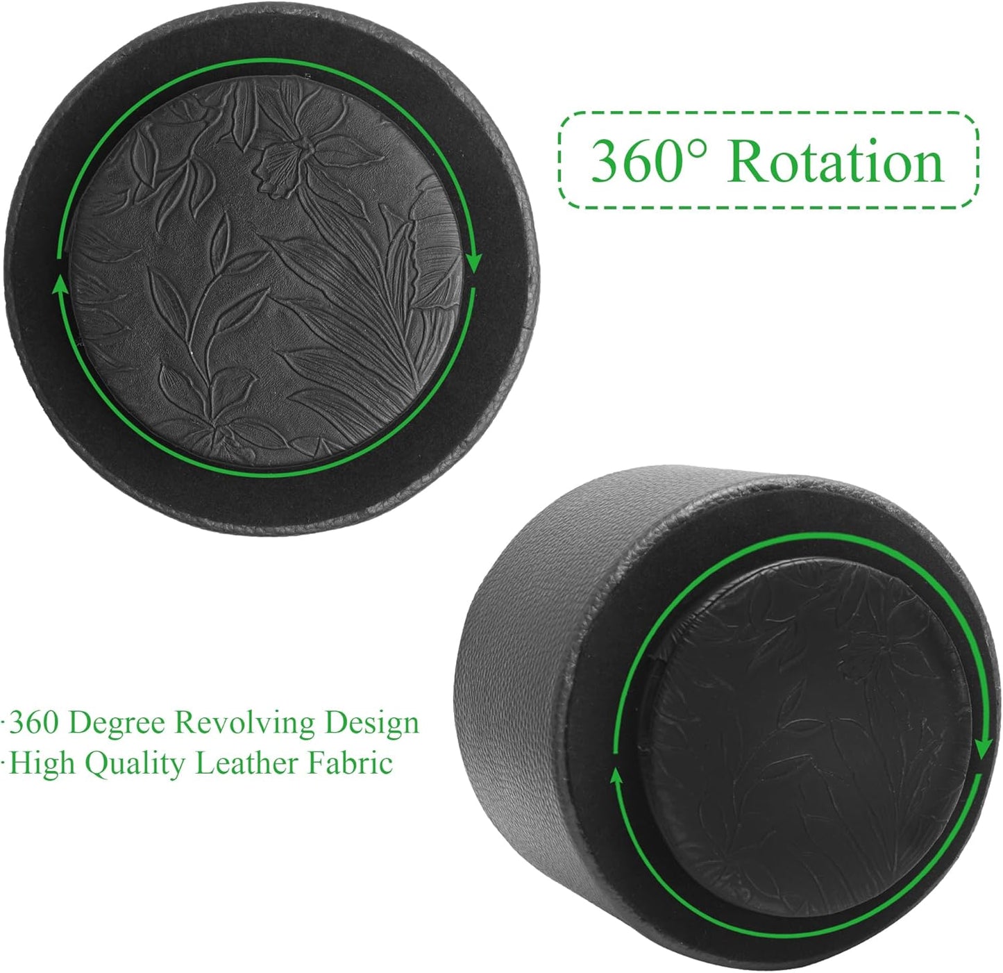 Round Leather Art Supply Organizer,Remote Control Holder,360 Degree Rotating,Multi-Functional Pencil Holder,4 Compartments Desktop Stationary Organizer(1-Fractal Flower) | Round - Colors C