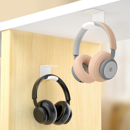 HomeMount Under Desk Headphone Hook - Adhesive Headphone Stand Hanger for Desk - White