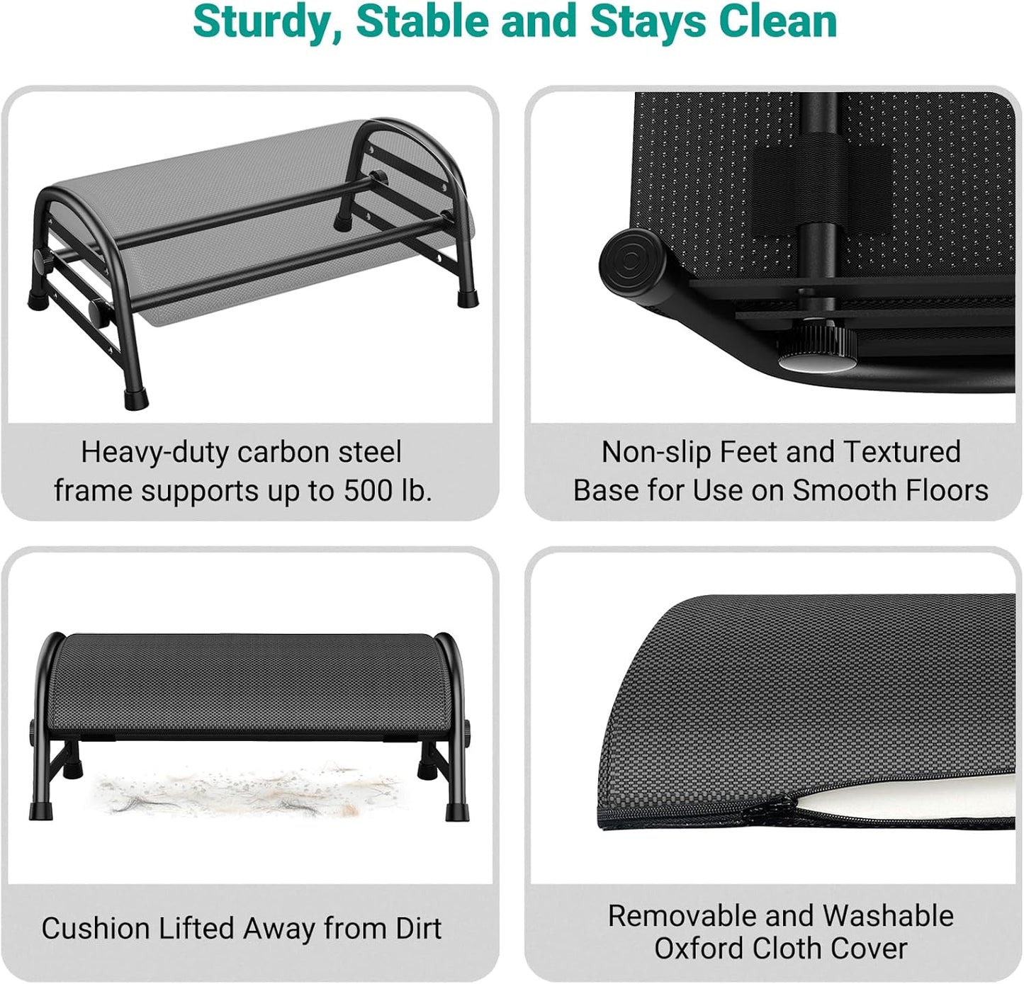 YEASHEIN Adjustable Foot Rest for Under Desk at Work, Ergonomic Under Desk Footrest with 6 Positions, Foot Stools for Under Office Desk Chair, Leg Rest for Home, Car, Computer, Gaming Accessories