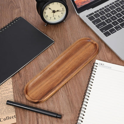 SynHHergyx Wooden Pen Tray Wood Brown Tray Pen Holder Wooden Desk Trays Desk Accessories, Minimalist Pencil Rest Suitable for Home, Office Art Accessories