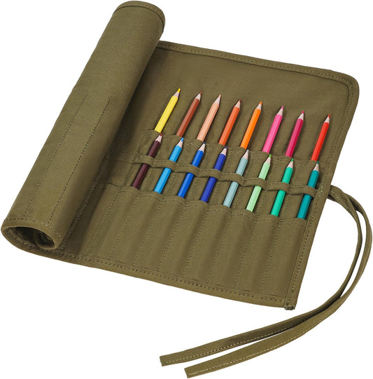ECHSRT Paint Brush Holder Roll Up Case Storage for Artist Acrylic Oil Watercolor, Holders and Organizers 30 Slots，Black