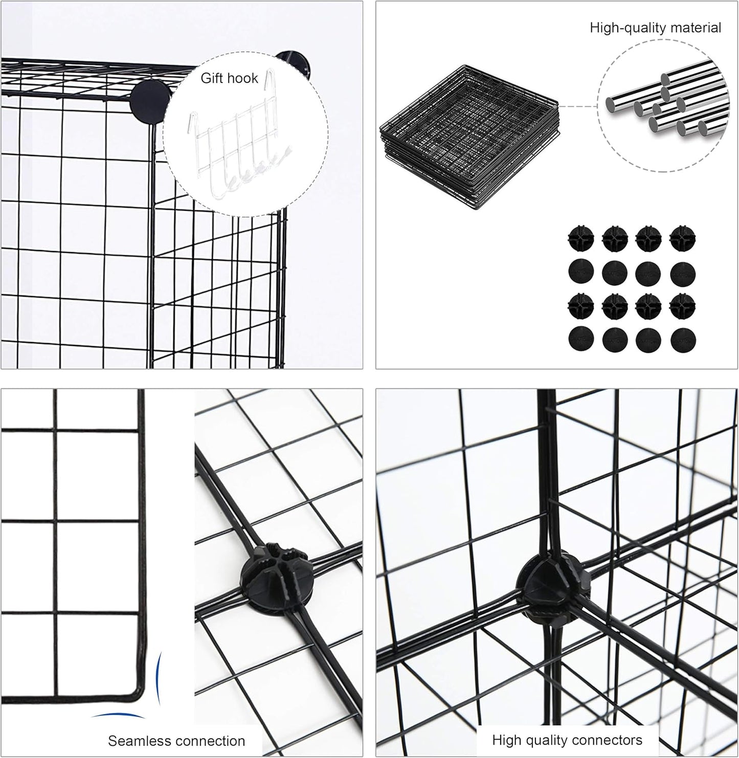 C&AHOME Wire Cube Storage, 6 - Cube Organizer Metal C Grids, Modular Shelves Units, Storage Bins Shelving, Closet Organizer, Ideal for Home, Office, Living Room, 36.6”L x 12.4”W x 36.6”H Black