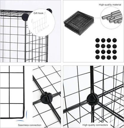 C&AHOME Wire Cube Storage, 6 - Cube Organizer Metal C Grids, Modular Shelves Units, Storage Bins Shelving, Closet Organizer, Ideal for Home, Office, Living Room, 36.6”L x 12.4”W x 36.6”H Black